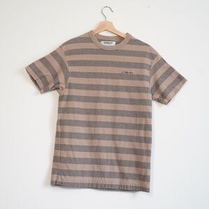 Striped T-Shirt with Embroidered Detail, Neutral Colors